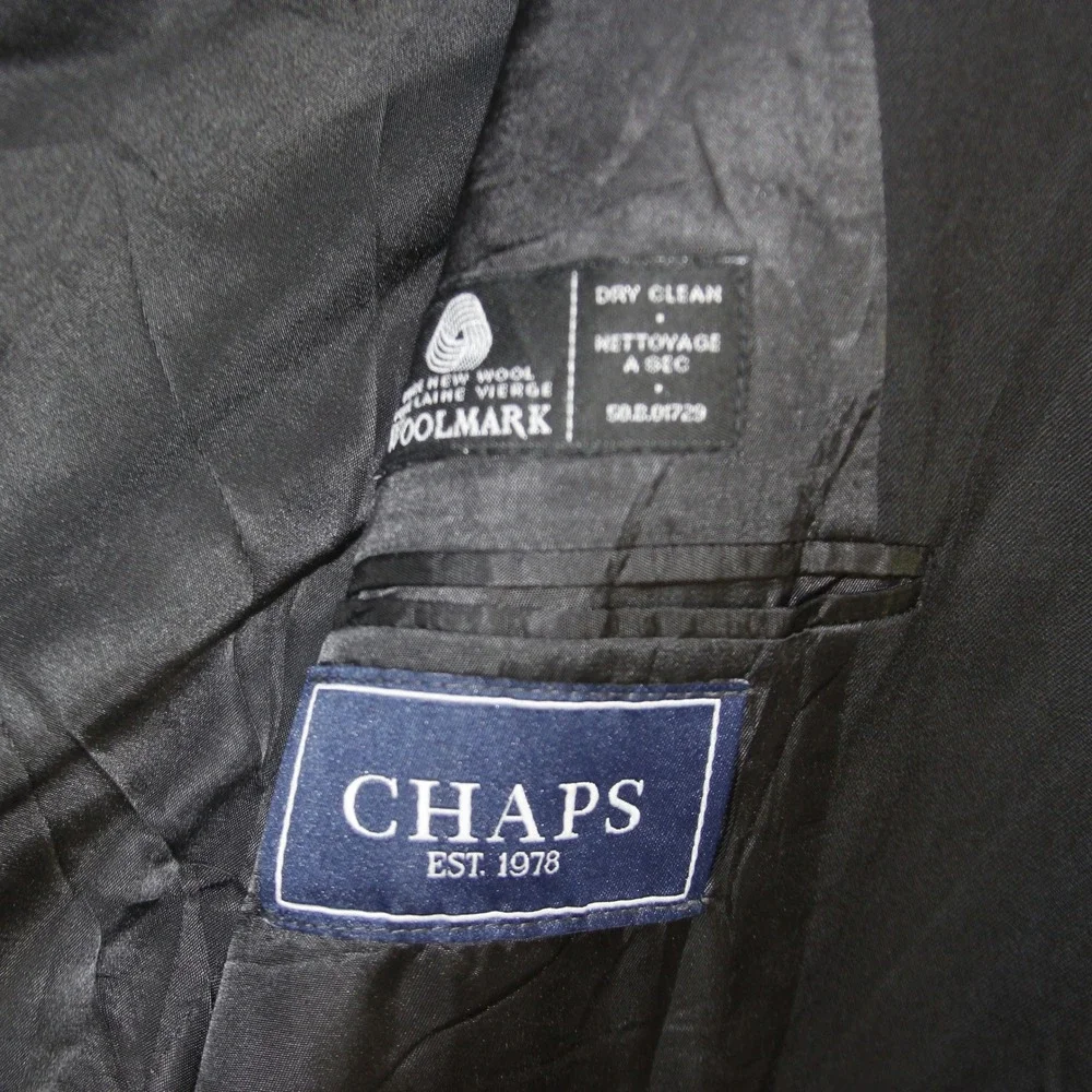 CHAPS Blazer Mens 44R Black Wool Blend Suit Jacket Sport Coat Formal Wear‎